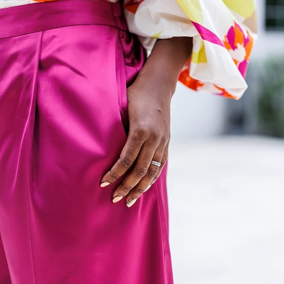 TenickaB x Amazon Drop Orchid Wide Leg Satin Pant - Picture 8 of 8
